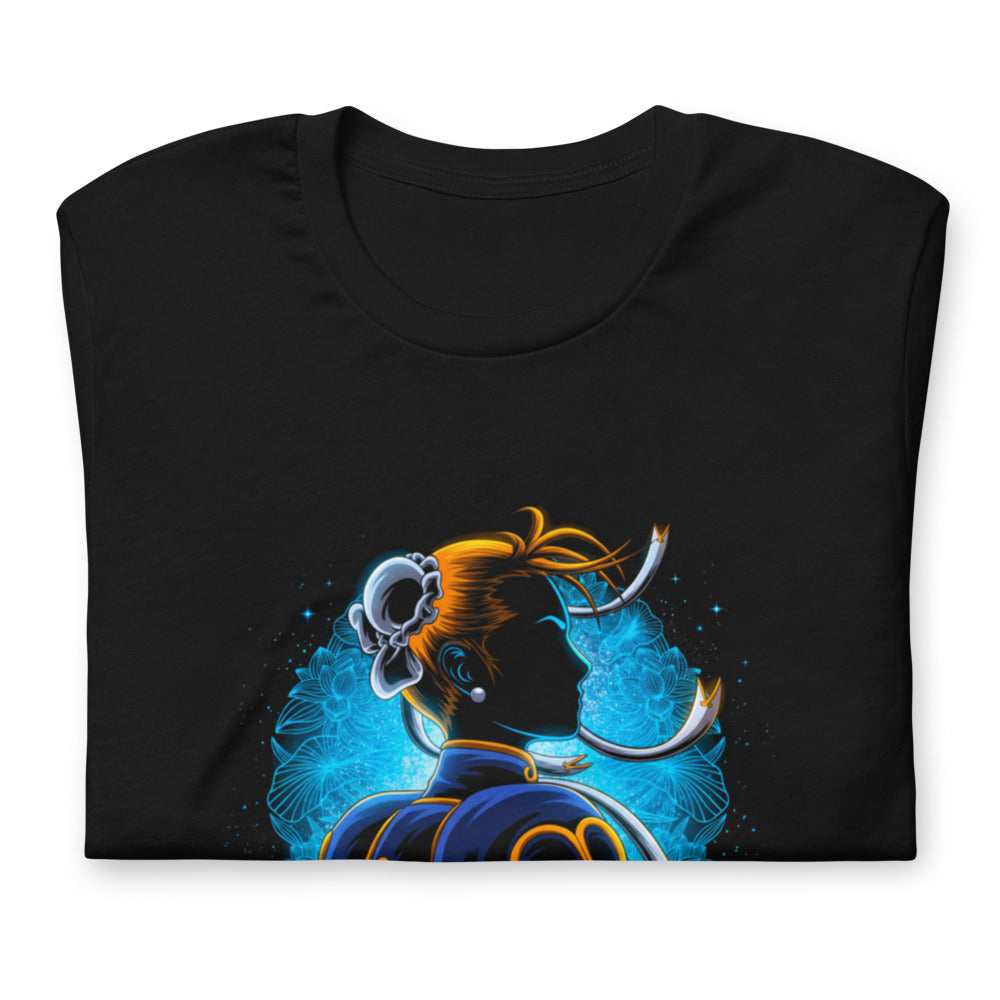 Playera Street Fighter Chun-Li Blue Lotus Kick - Doblado