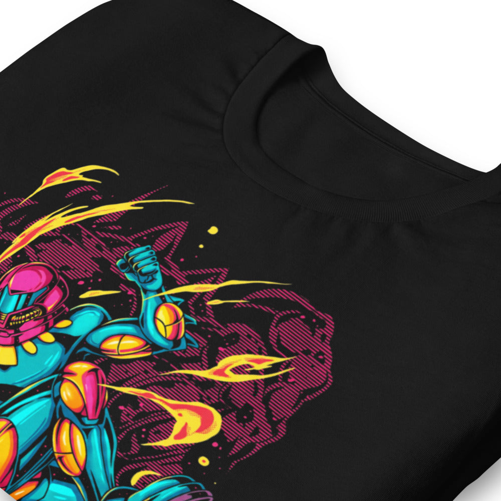 Playera Teal Power Suit Arm Cannon Jump Kick - Doblado zoom