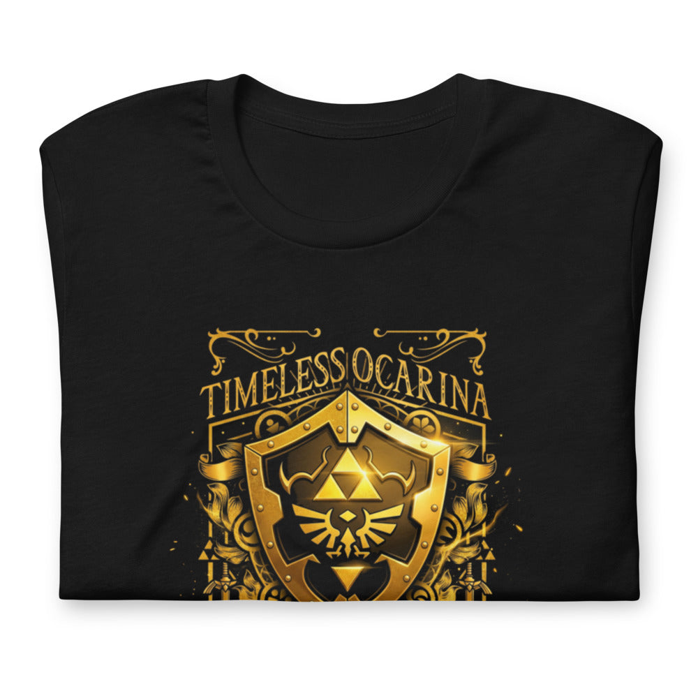 Playera Timeless Ocarina Hylian Shield Crest - Doblado