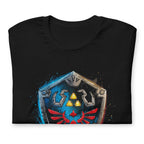 Playera Zelda Hylian Shield Triforce Blue Brushstroke - Doblado