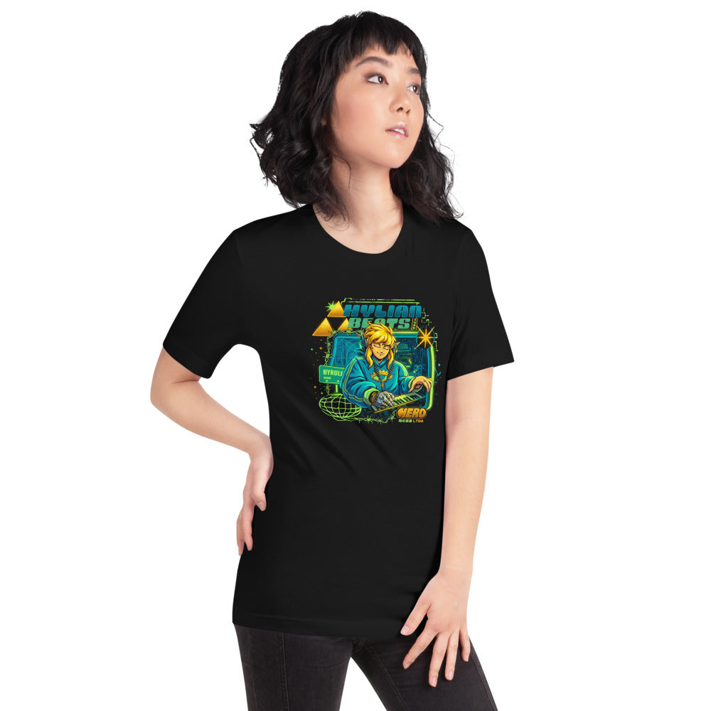 Playera Zelda Link Hylian Beats Synth - Modelo femenina