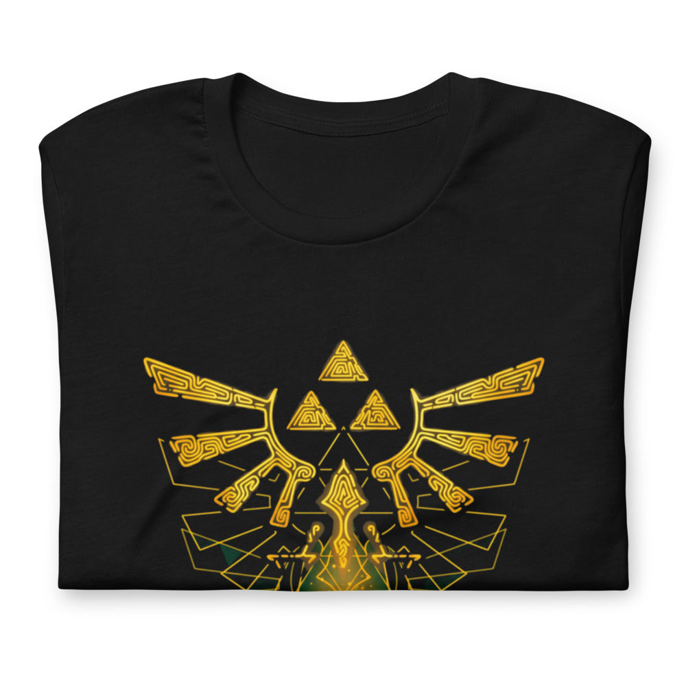 Playera Zelda Link Silhouette Golden Hylian Crest - Doblado