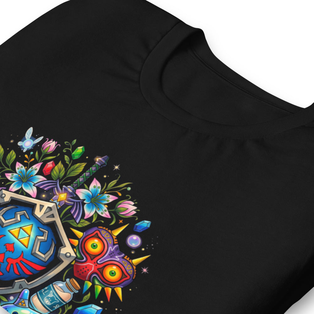 Playera Zelda Tattoo Flash Majoras Mask Rupees - Doblado zoom