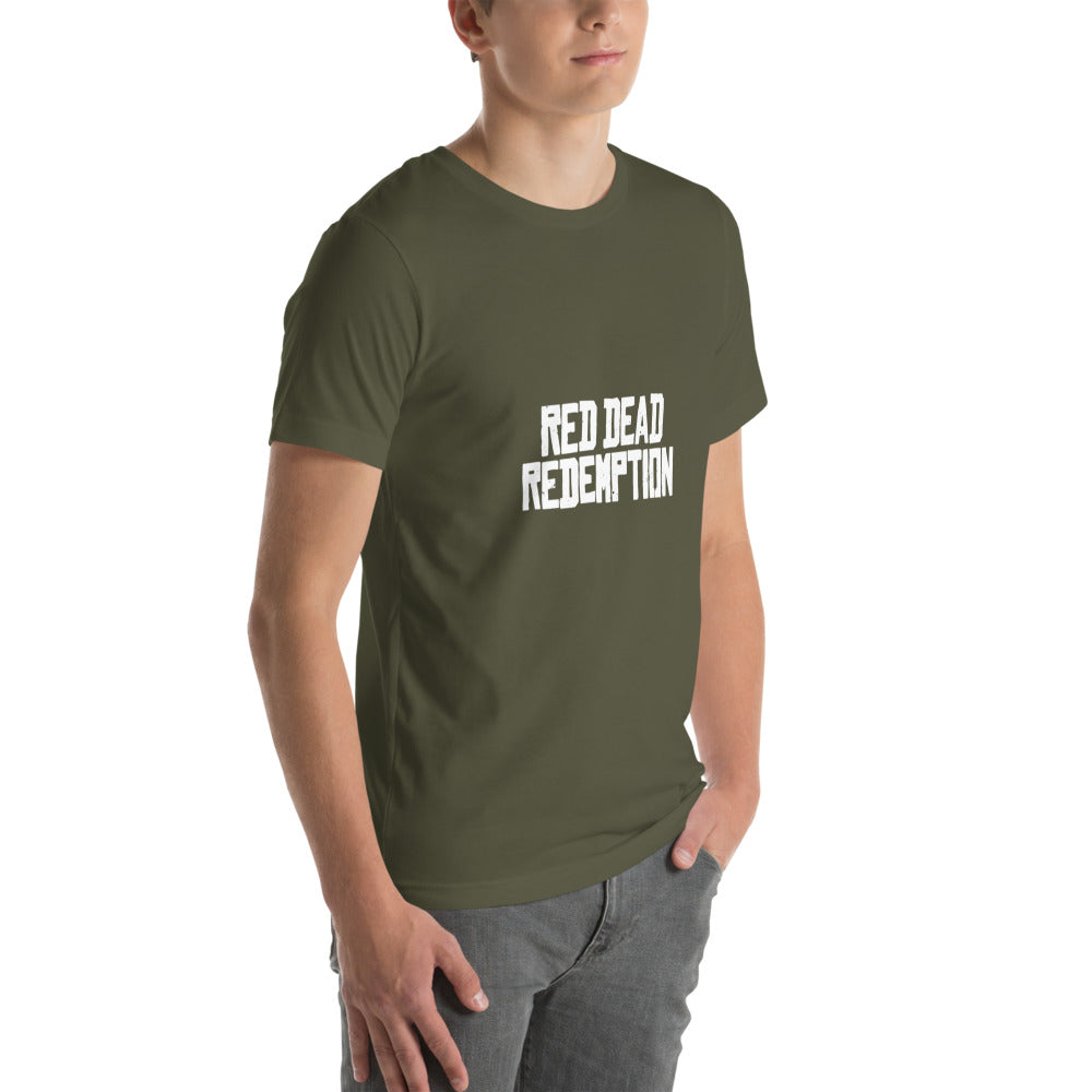 Playera Red Dead Redemption Rockstar - Modelo masculino lateral