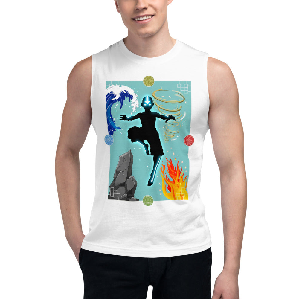 Sin mangas Avatar Aang Four Elements Silhouette - Modelo masculino