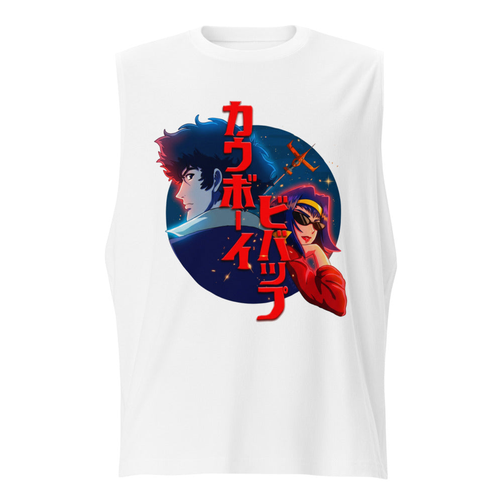 Sin mangas Cowboy Bebop Spike And Faye Red Katakana - Frente