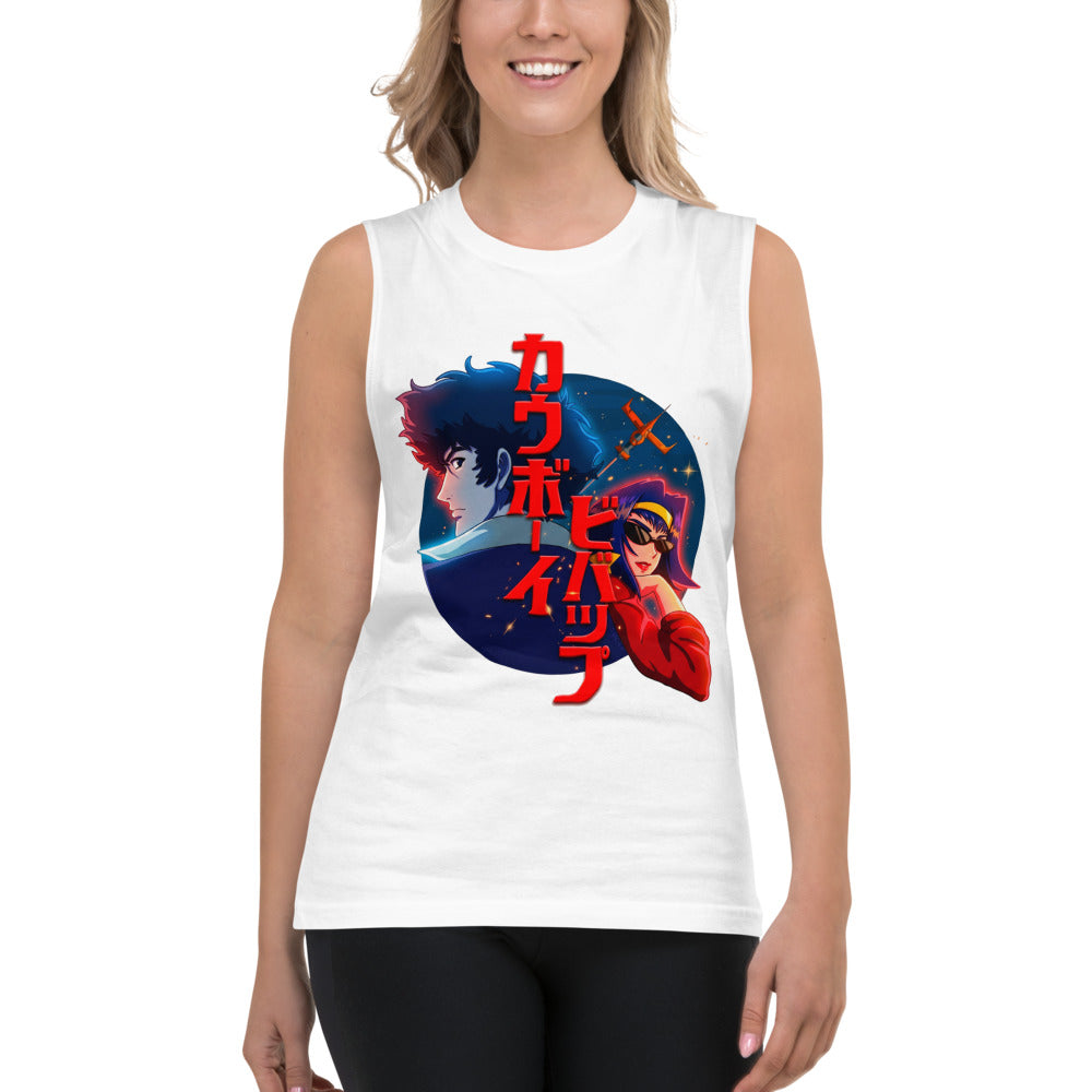 Sin mangas Cowboy Bebop Spike And Faye Red Katakana - Modelo femenina