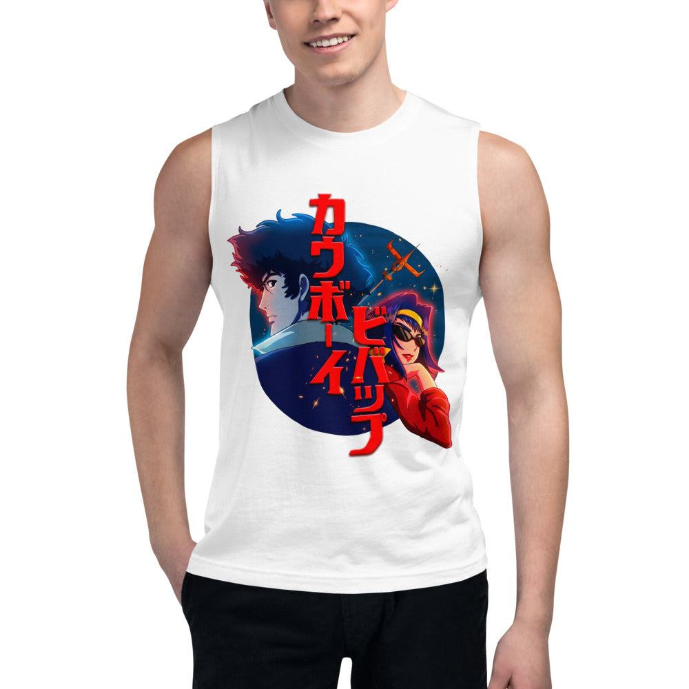 Sin mangas Cowboy Bebop Spike And Faye Red Katakana - Modelo masculino