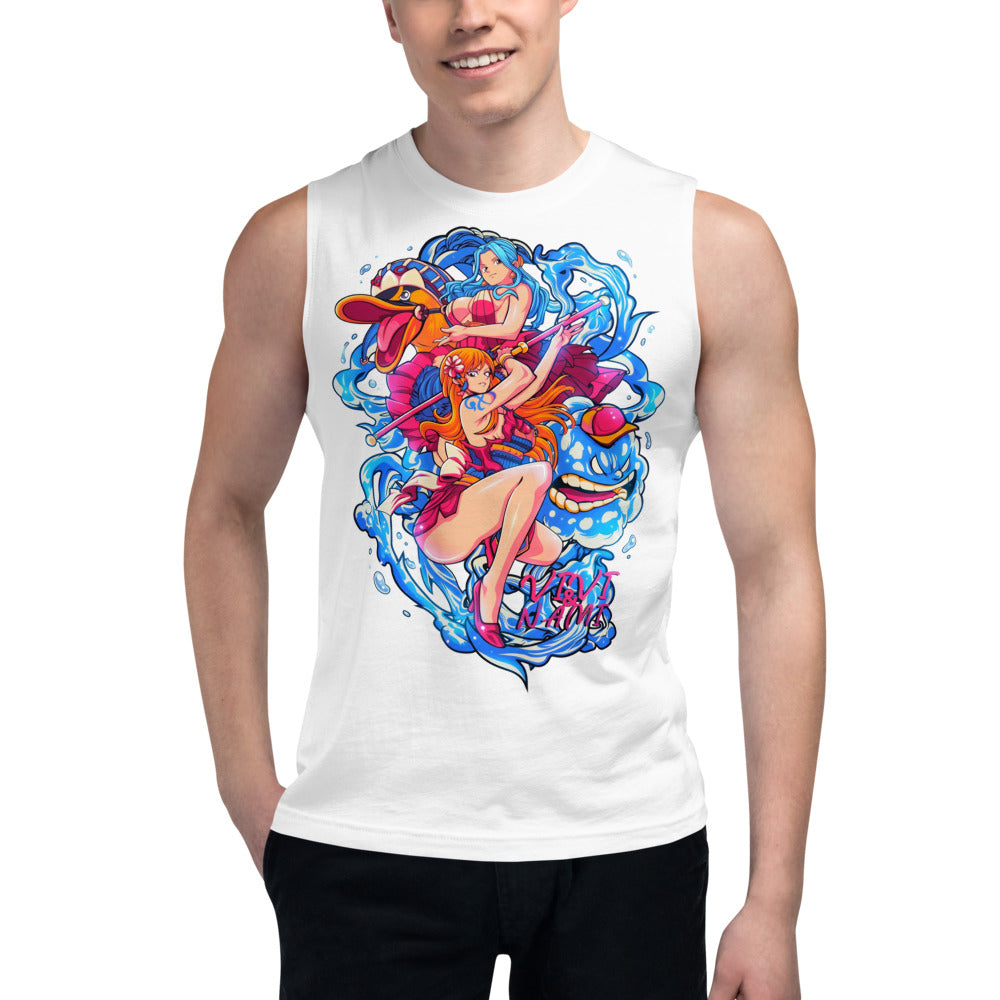 Sin mangas One Piece Nami Vivi Water Splash - Modelo masculino