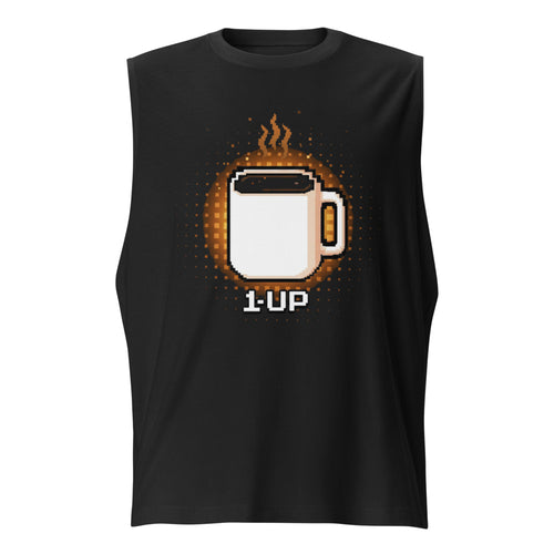 Sin mangas 1 Up Pixel Coffee Mug Amber Glow - Frente