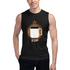 Sin mangas 1 Up Pixel Coffee Mug Amber Glow - Modelo masculino