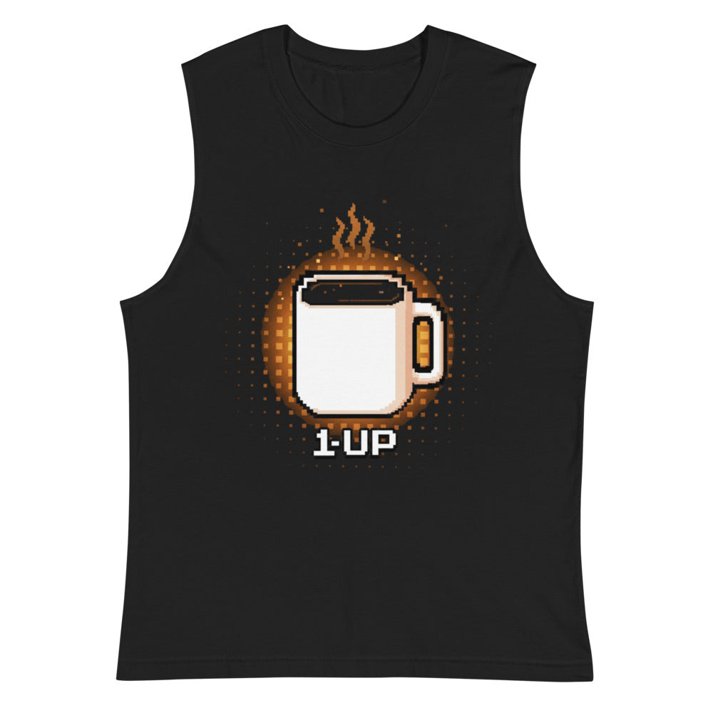 Sin mangas 1 Up Pixel Coffee Mug Amber Glow - Plano