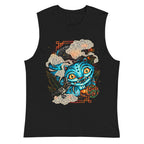 Sin mangas Blue Fanged Cat Crow And Roses - Plano