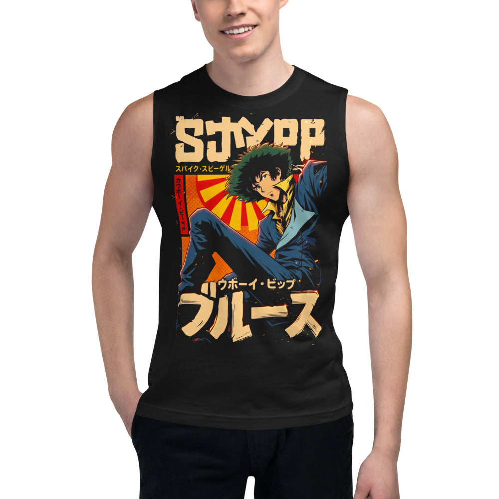 Sin mangas Cowboy Bebop Spike Spiegel Katakana Blues - Modelo masculino
