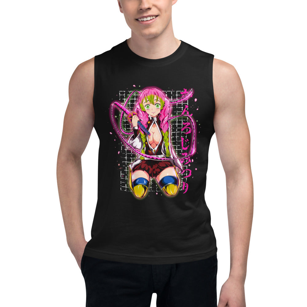 Sin mangas Demon Slayer Mitsuri Kanroji Neon Pink Glow - Modelo masculino
