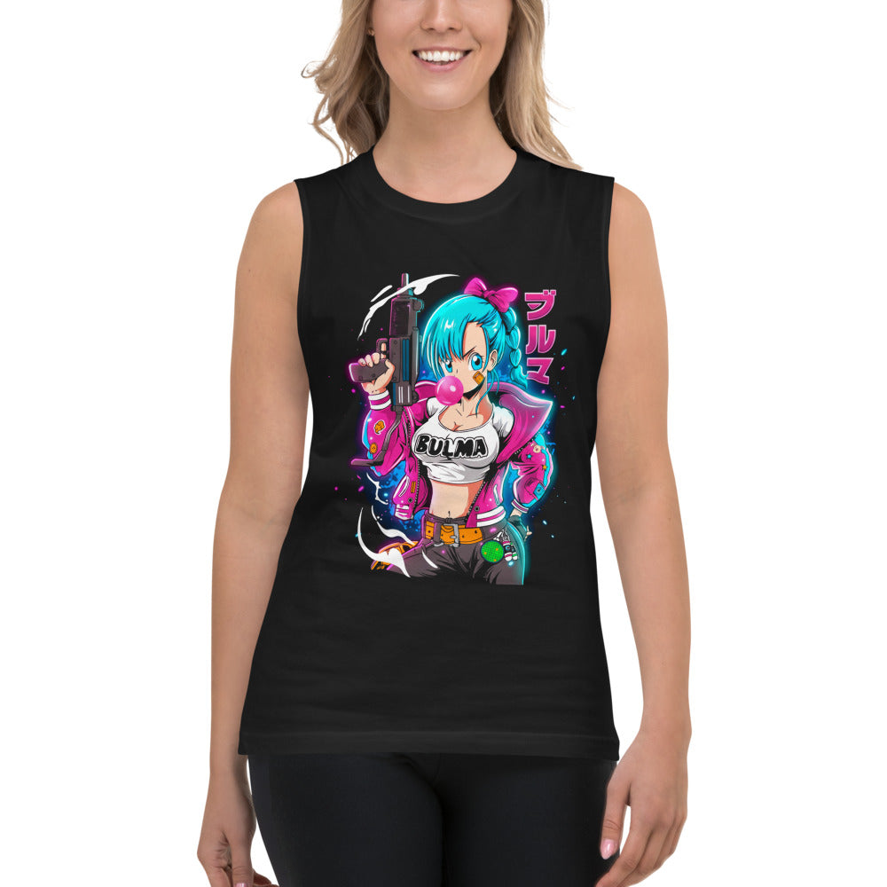 Sin mangas Dragon Ball Bulma Neon Bubble Gum Jacket - Modelo femenina