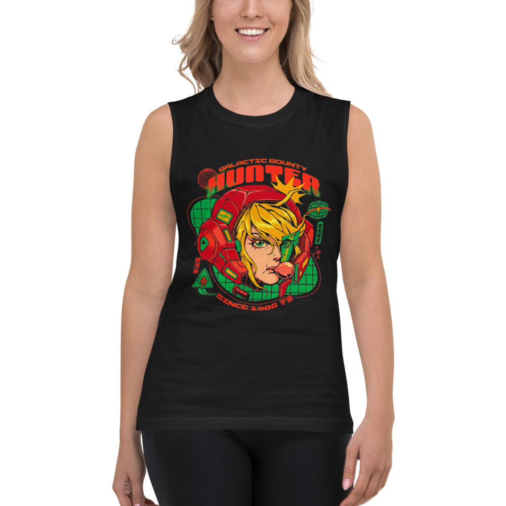 Sin mangas Galactic Bounty Hunter Anime Mecha Girl Modelo femenina