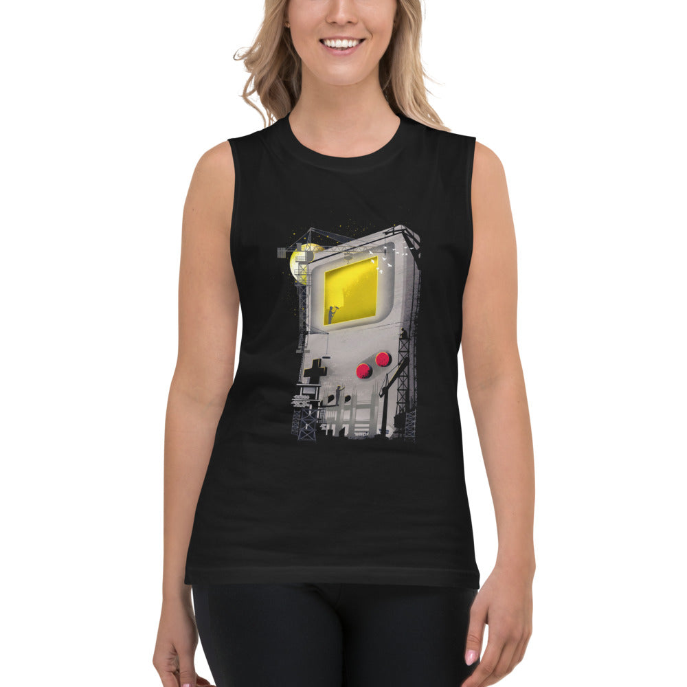 Sin mangas Game Boy Under Construction Tower Cranes - Modelo femenina
