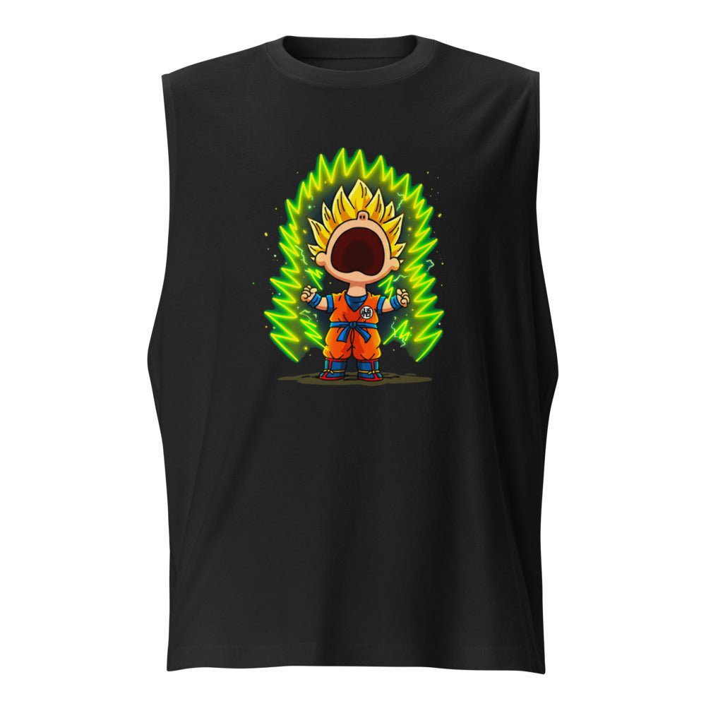 Sin mangas Goku Super Saiyan Peanuts Scream Green Aura - Frente