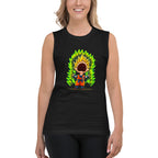 Sin mangas Goku Super Saiyan Peanuts Scream Green Aura - Modelo femenina
