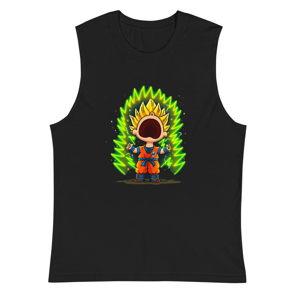 Sin mangas Goku Super Saiyan Peanuts Scream Green Aura - Plano