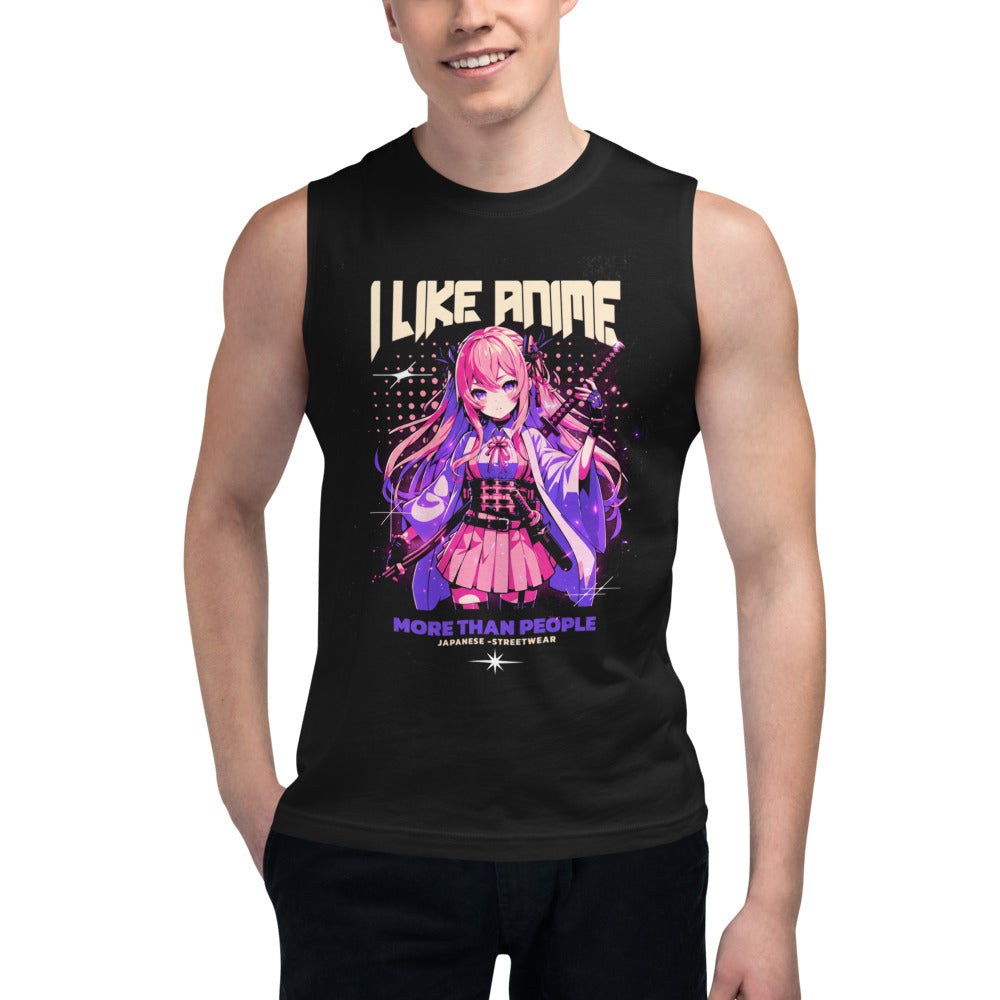 Sin mangas I Like Anime More Than People - Modelo masculino