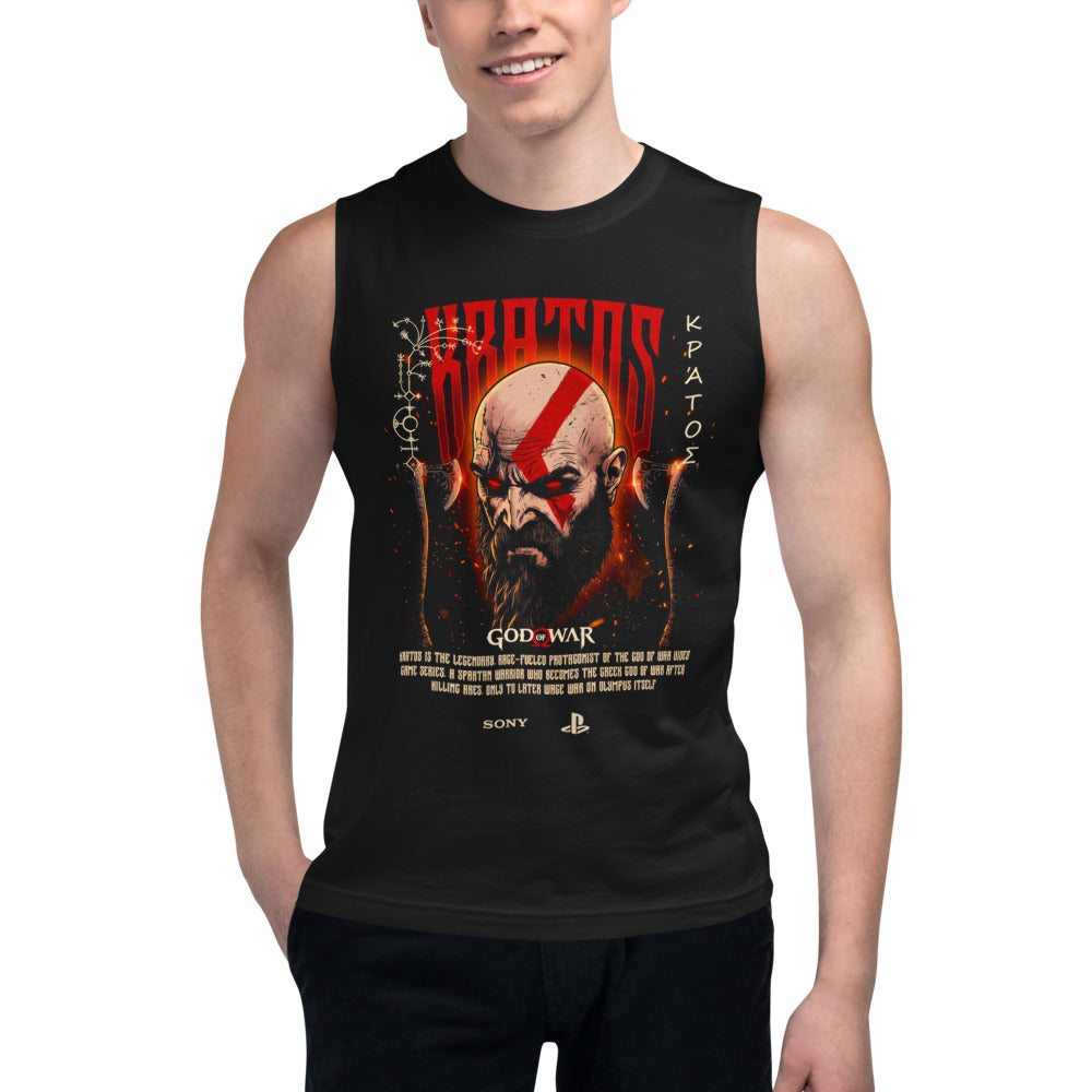 Sin mangas Kratos God Of War Glowing Red Eyes - Modelo masculino