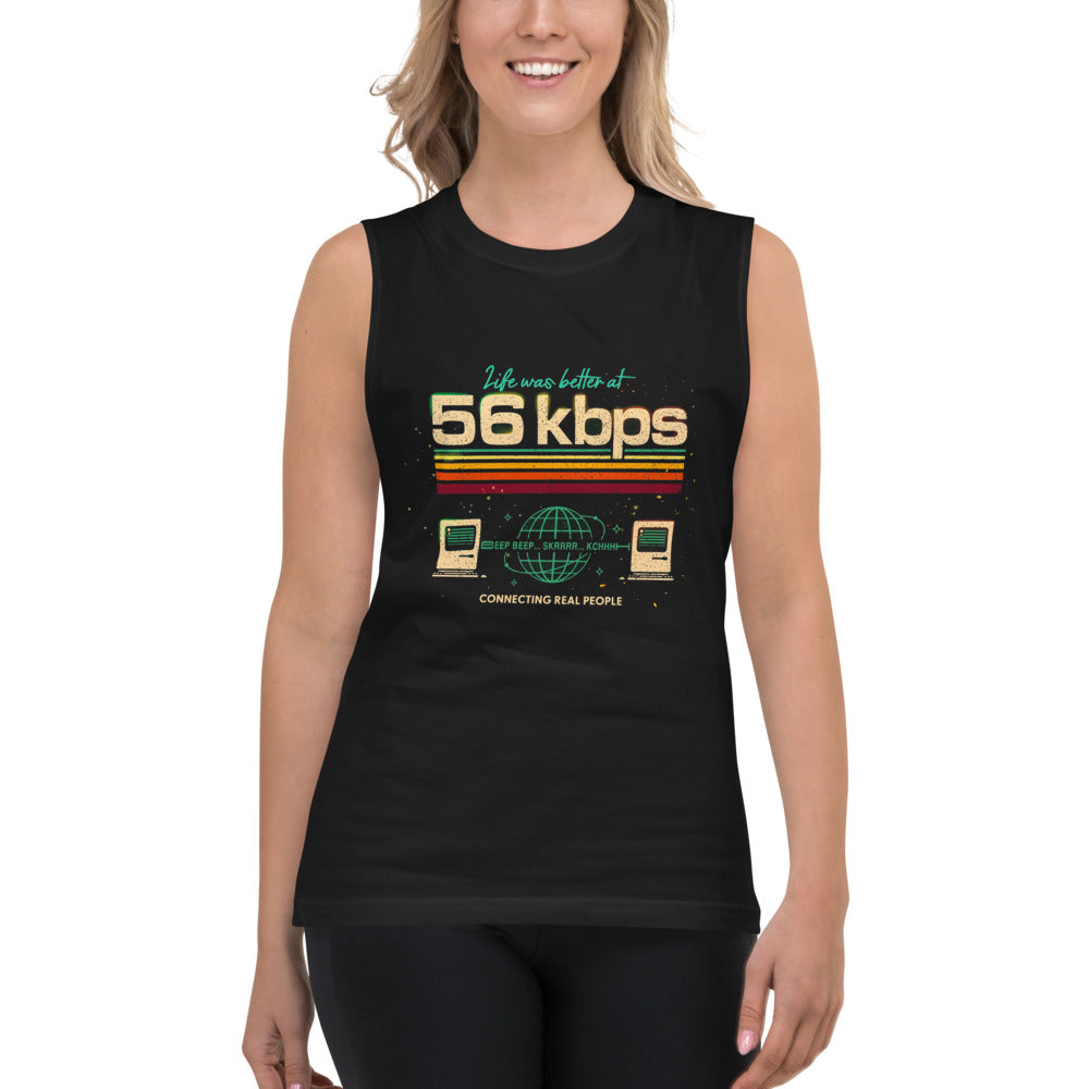Sin mangas Life Was Better At 56 Kbps - Modelo femenina