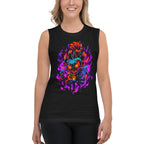 Sin mangas Majora's Mask Skull Kid Neon Purple Flames - Modelo femenina
