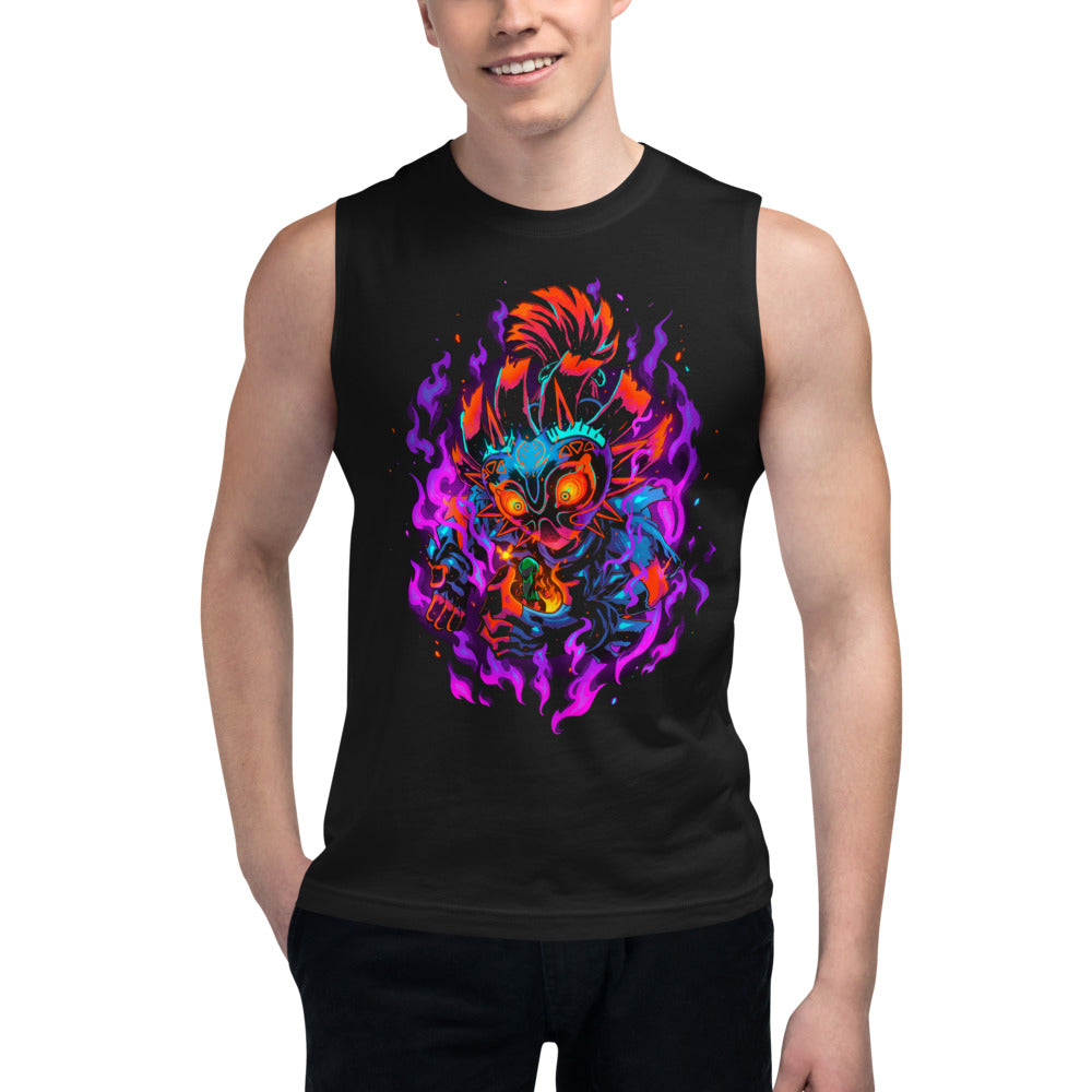 Sin mangas Majora's Mask Skull Kid Neon Purple Flames - Modelo masculino