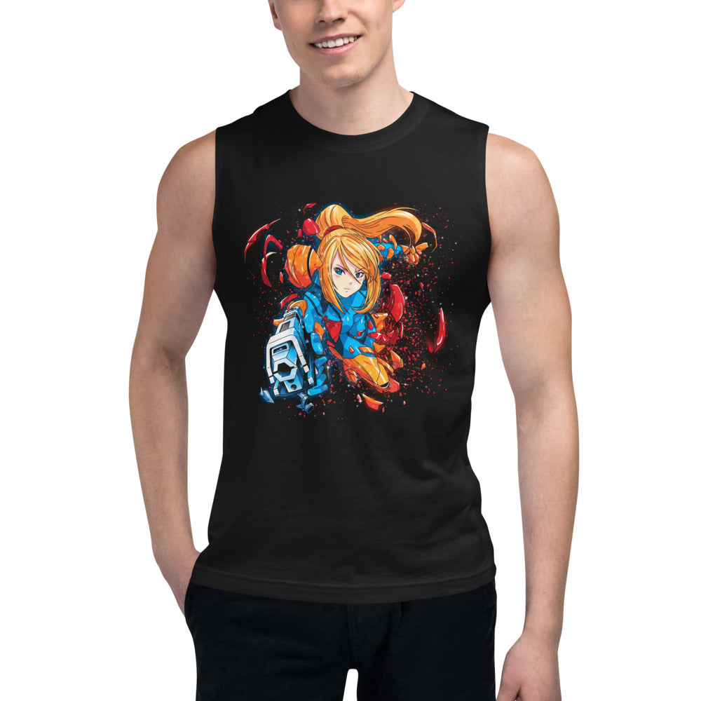 Sin mangas Metroid Samus Arm Cannon Armor Burst - Modelo masculino