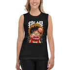 Sin mangas One Piece Luffy Crying Swollen Lips Kanji - Modelo femenina
