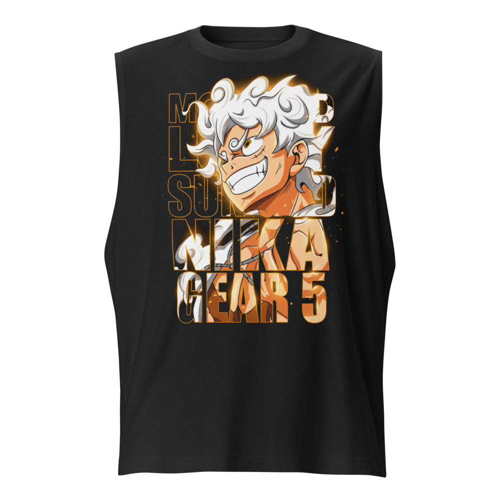 Sin mangas One Piece Luffy Gear 5 Nika Gold Typography - Frente