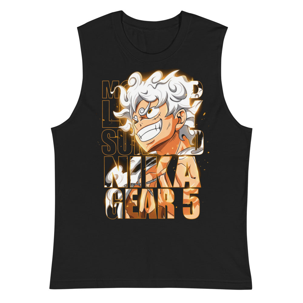 Sin mangas One Piece Luffy Gear 5 Nika Gold Typography - Plano