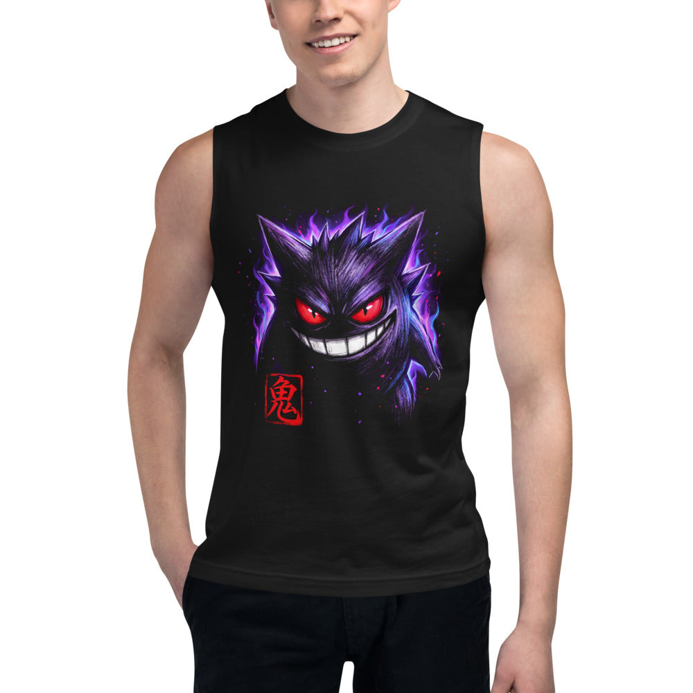 Sin mangas Pokemon Gengar Oni Kanji Red Seal - Modelo masculino