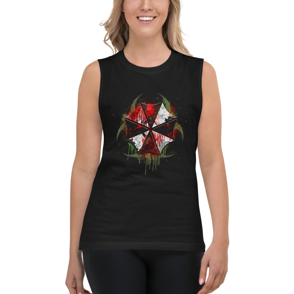 Sin mangas Resident Evil Umbrella Biohazard Grunge Logo - Modelo femenina