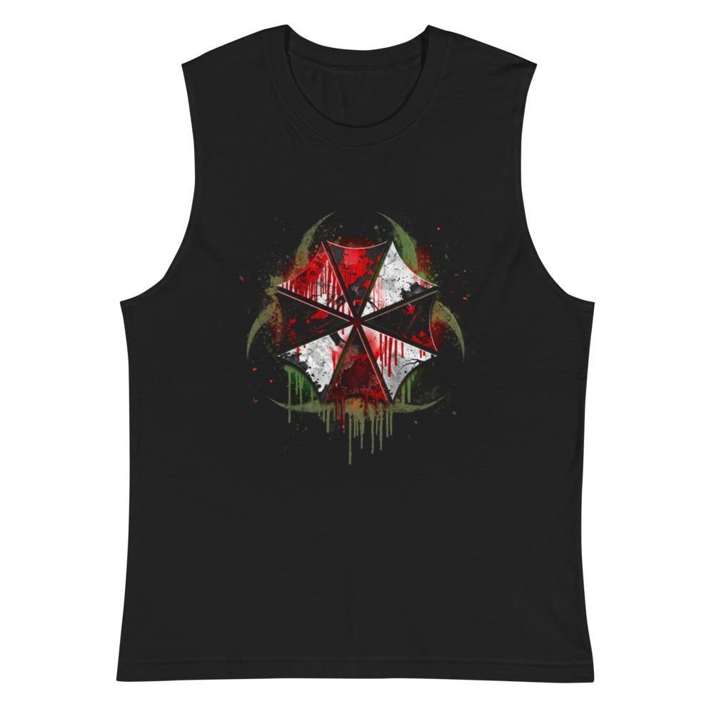 Sin mangas Resident Evil Umbrella Biohazard Grunge Logo - Plano