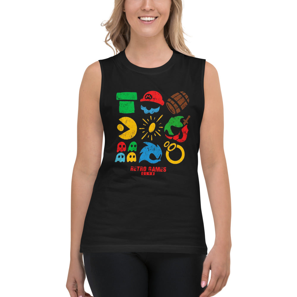Sin mangas Retro Games Club Pac Man Mario Icons Modelo femenina