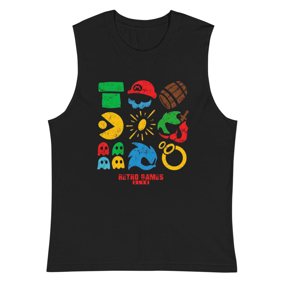 Sin mangas Retro Games Club Pac Man Mario Icons Plano