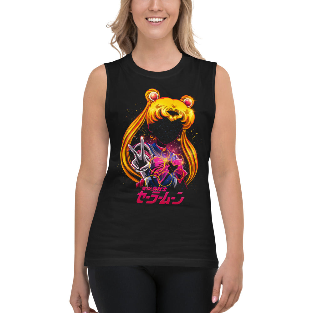 Sin mangas Sailor Moon Galaxy Face Peace Sign - Modelo femenina
