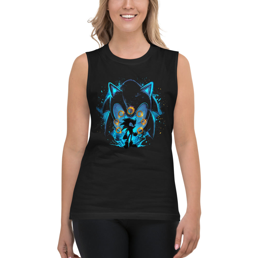 Sin mangas Sonic Giant Head Gold Rings Lightning - Modelo femenina