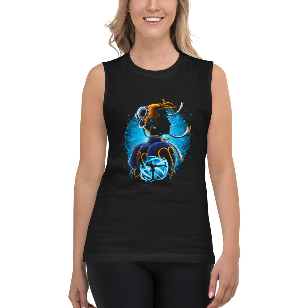 Sin mangas Street Fighter Chun-Li Blue Lotus Kick - Modelo femenina