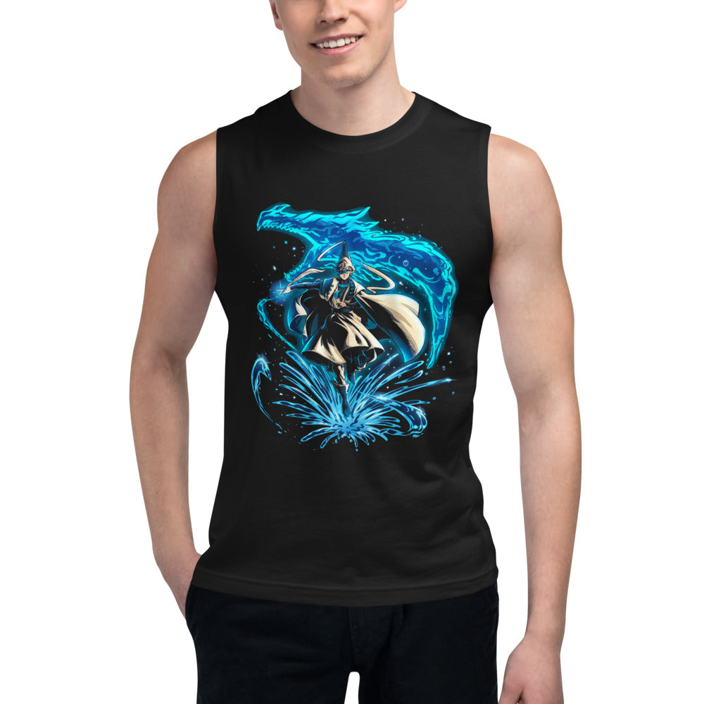 Sin mangas Water Wizard Blue Dragon Splash - Modelo masculino
