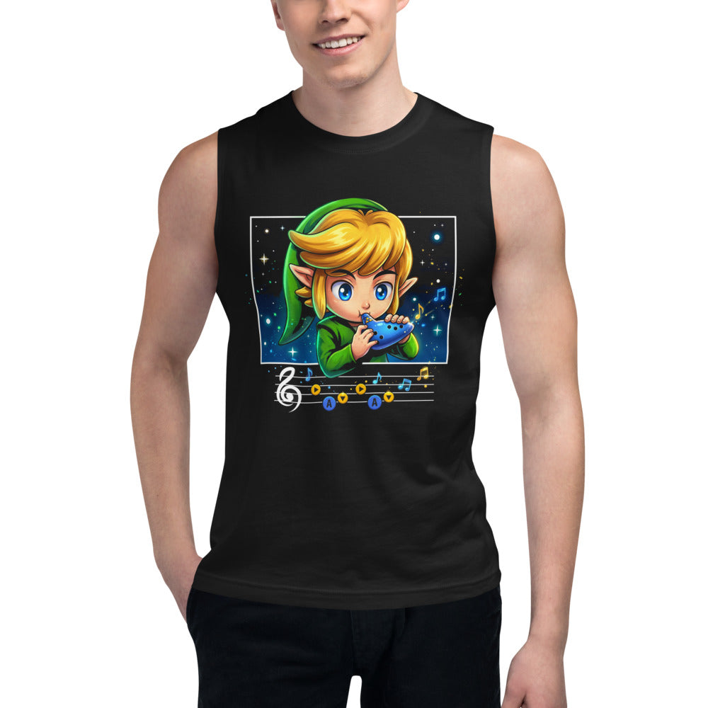 Sin mangas Zelda Link Chibi Ocarina Melody - Modelo masculino