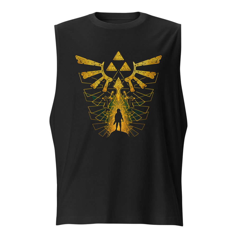 Sin mangas Zelda Link Silhouette Golden Hylian Crest - Frente