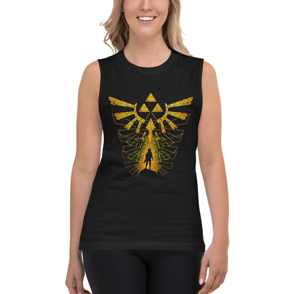Sin mangas Zelda Link Silhouette Golden Hylian Crest - Modelo femenina