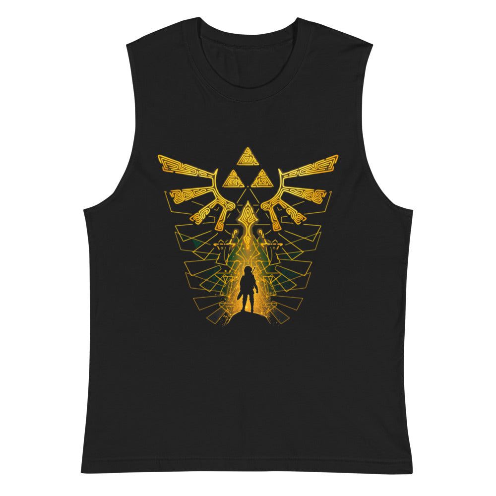 Sin mangas Zelda Link Silhouette Golden Hylian Crest - Plano