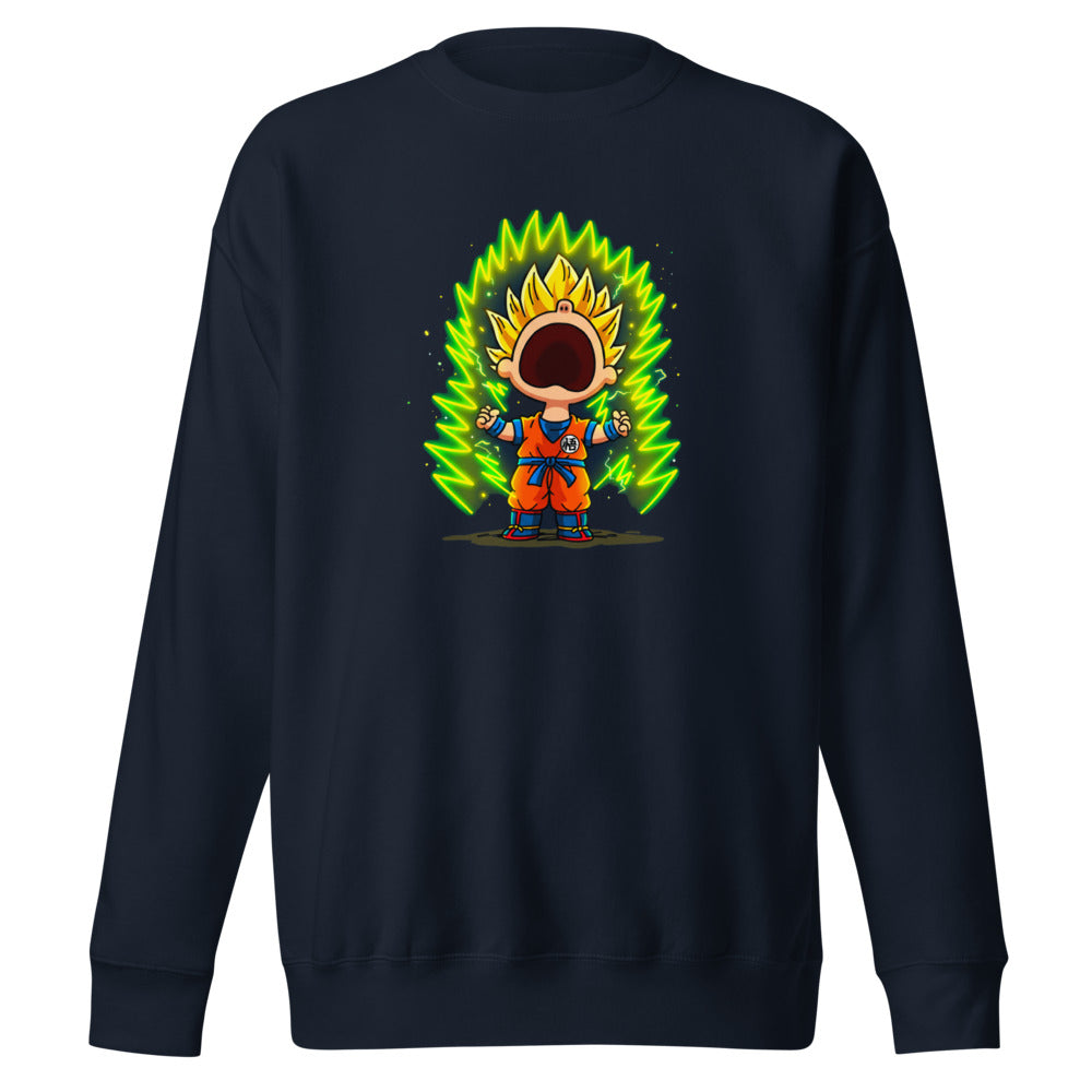 Suéter Goku Super Saiyan Peanuts Scream Green Aura - Frente