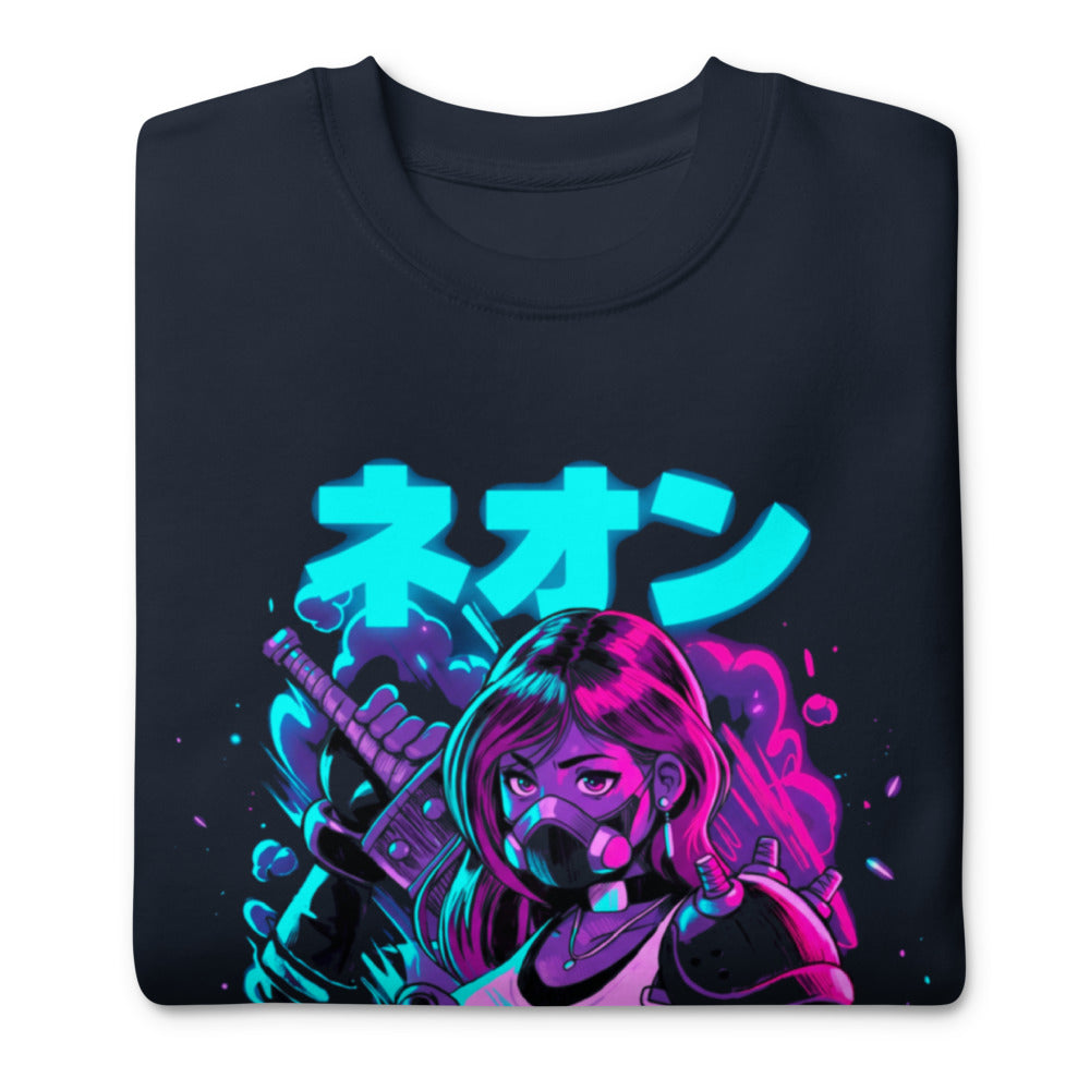 Suéter Neon Gas Mask Girl Cyberpunk Armor - Doblado