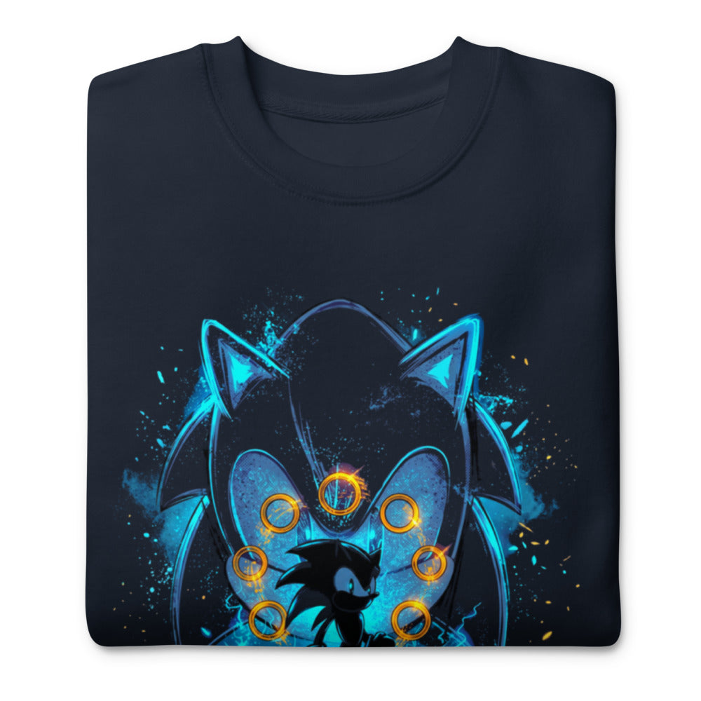 Suéter Sonic Giant Head Gold Rings Lightning - Doblado